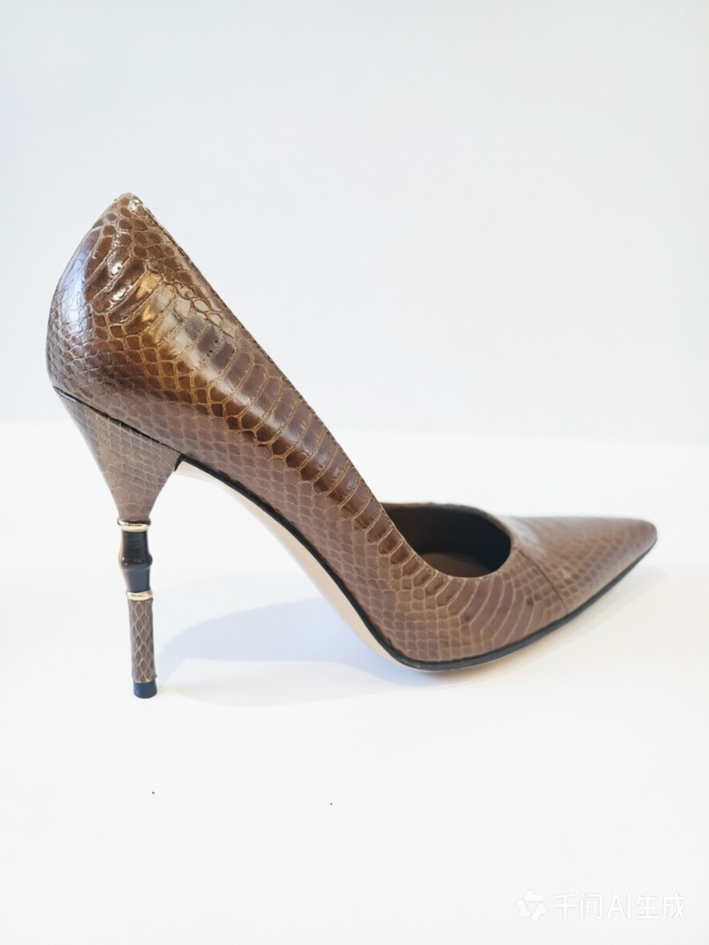 Gucci brown python leather bamboo heel pumps - Picture 8 of 10